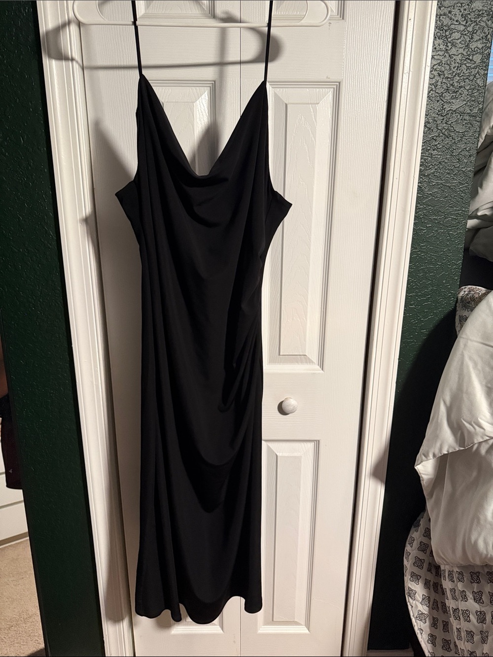 H&M Black Cowl-Neck Slip Midi Dress